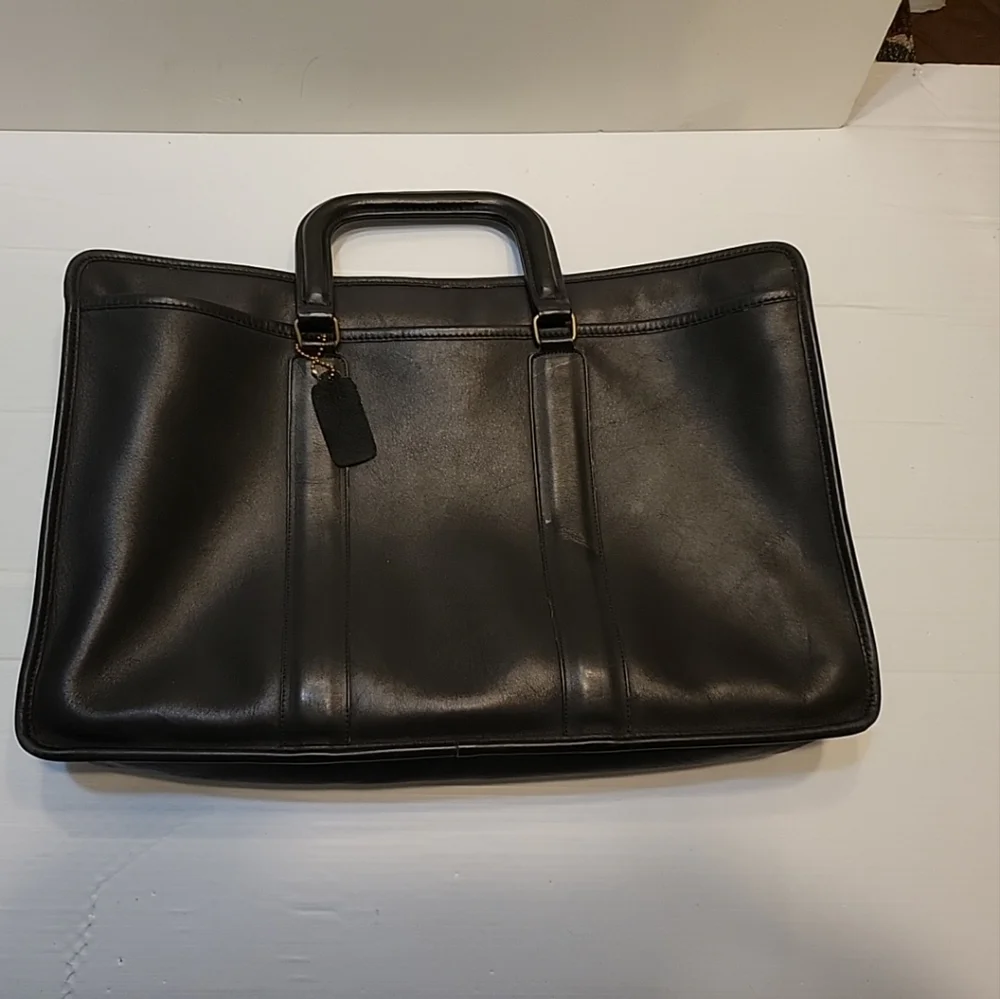 Coach Embassy Briefcase Portfolio Laptop Bag Black Leather 076-8031